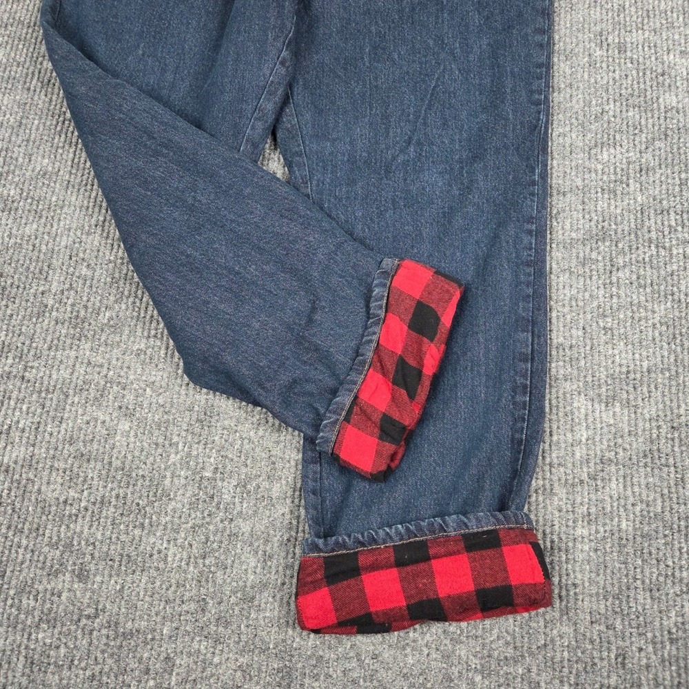 ADVENTURIDGE Mens 38x32 Dark Wash Flannel Lined Denim Jeans Straight Leg